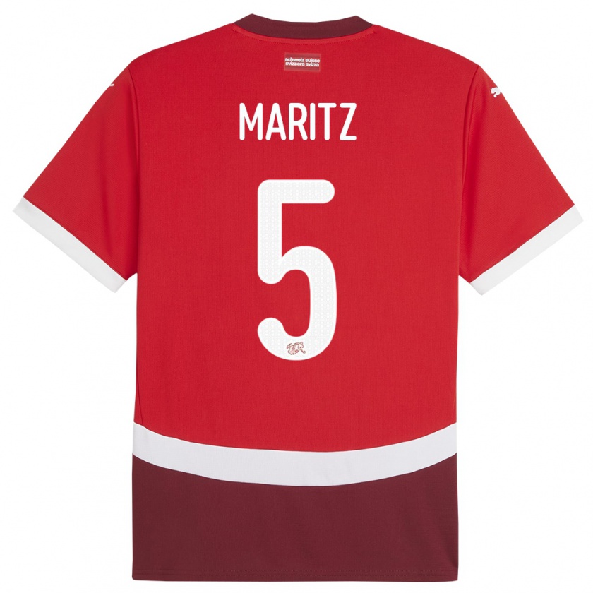 Kandiny Muži Švajčiarsko Noelle Maritz #5 Červená Dresy Hazai Csapatmez 24-26 Triĭká