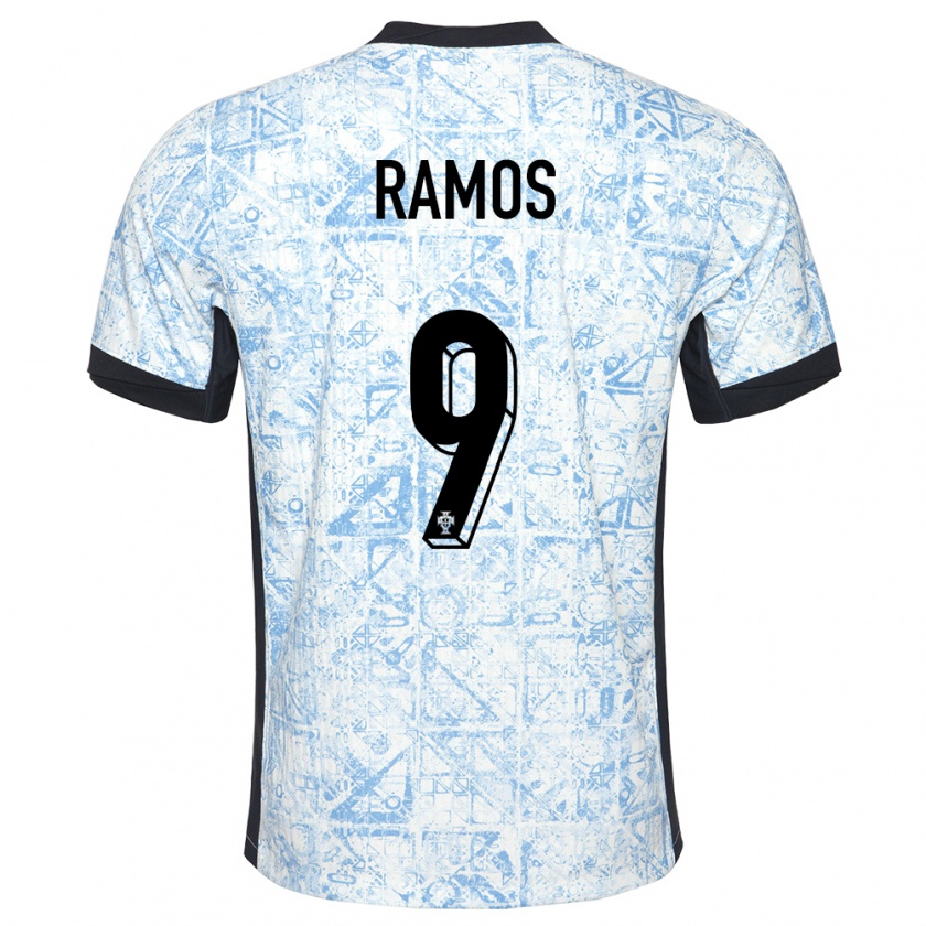 Kandiny Muži Portugalsko Goncalo Ramos #9 Krémovo Modrá Dresy Idegenbeli Csapatmez 24-26 Triĭká