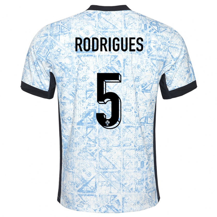 Kandiny Muži Portugalsko Rafael Rodrigues #5 Krémovo Modrá Dresy Idegenbeli Csapatmez 24-26 Triĭká