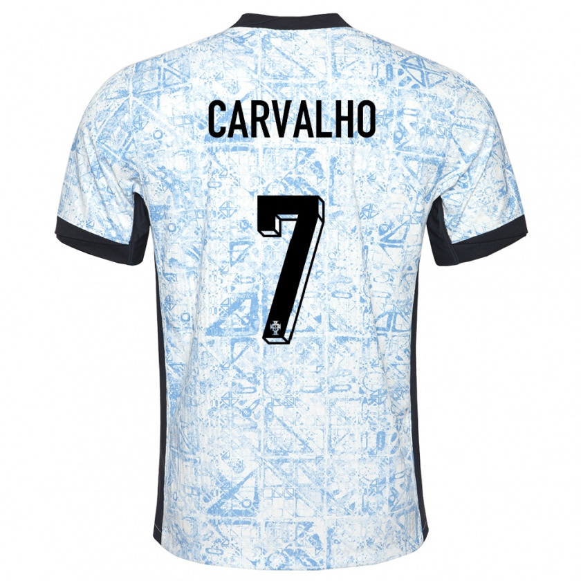 Kandiny Muži Portugalsko Fabio Carvalho #7 Krémovo Modrá Dresy Idegenbeli Csapatmez 24-26 Triĭká
