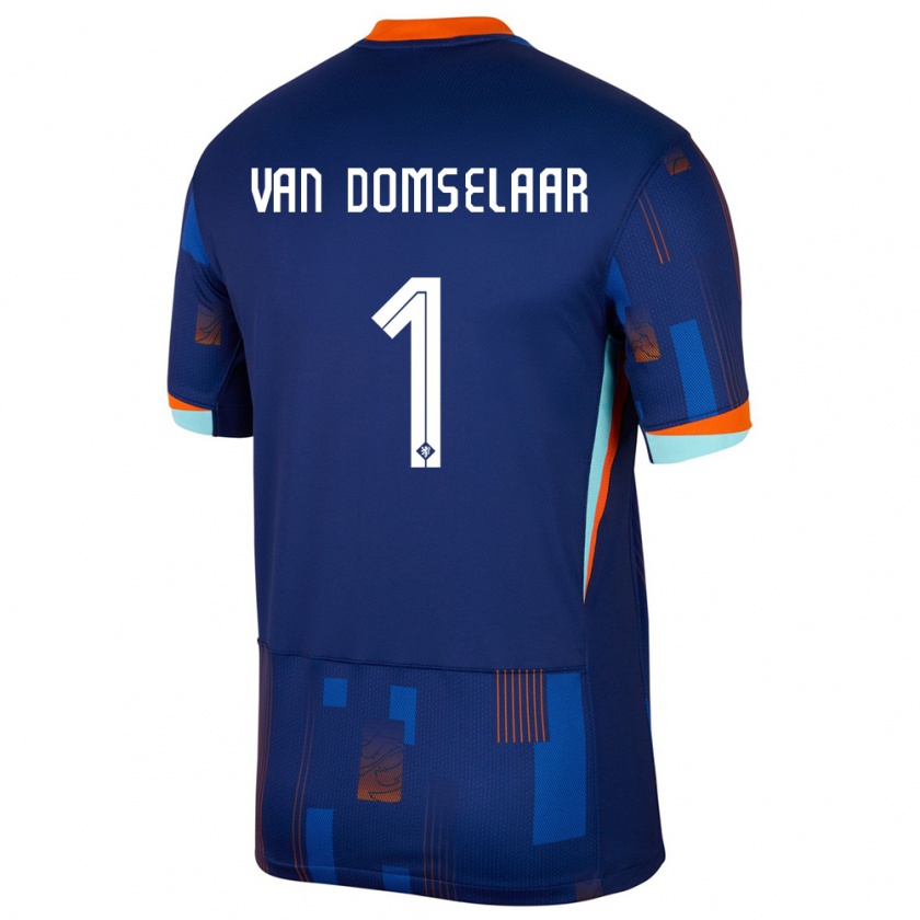 Kandiny Muži Holandsko Daphne Van Domselaar #1 Modrá Dresy Idegenbeli Csapatmez 24-26 Triĭká