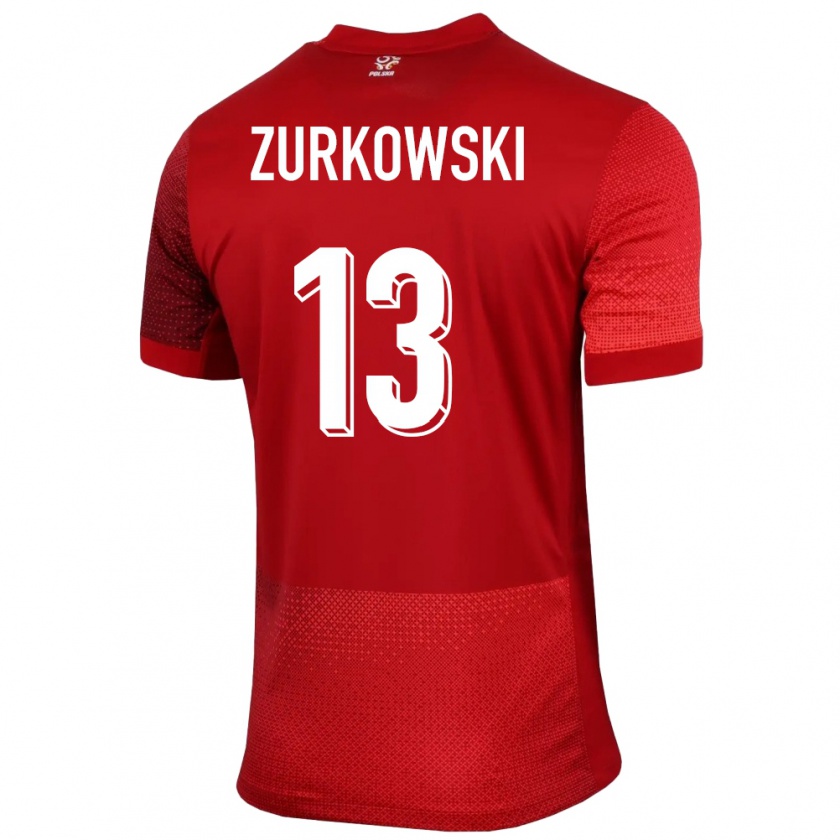 Kandiny Muži Poľsko Szymon Zurkowski #13 Červená Dresy Idegenbeli Csapatmez 24-26 Triĭká