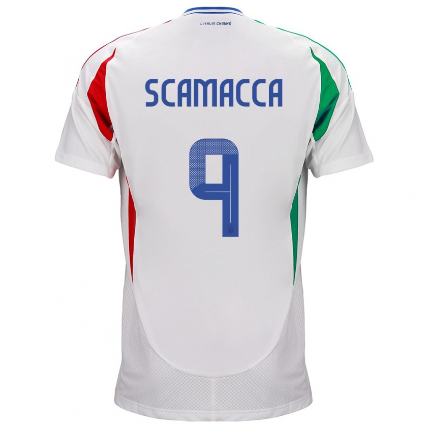 Kandiny Muži Taliansko Gianluca Scamacca #9 Biely Dresy Idegenbeli Csapatmez 24-26 Triĭká
