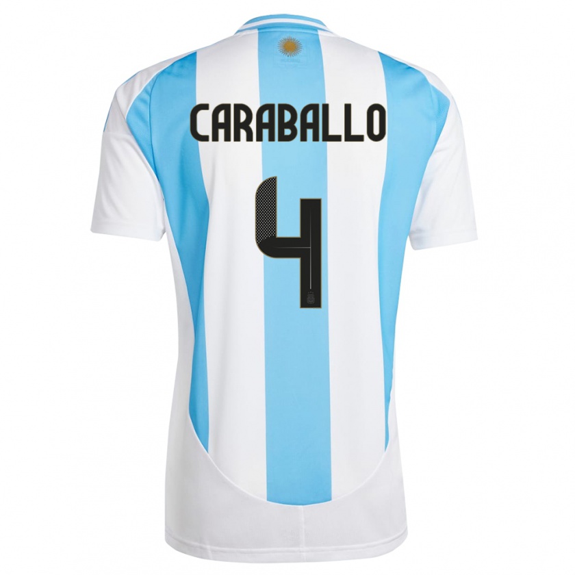 Kandiny Ženy Argentína Brian Caraballo #4 Biela Modrá Dresy Hazai Csapatmez 24-26 Triĭká