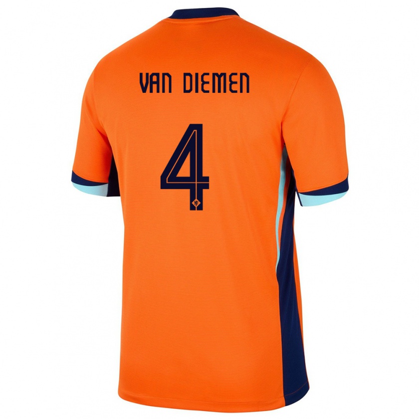 Kandiny Ženy Holandsko Samantha Van Diemen #4 Oranžová Dresy Hazai Csapatmez 24-26 Triĭká