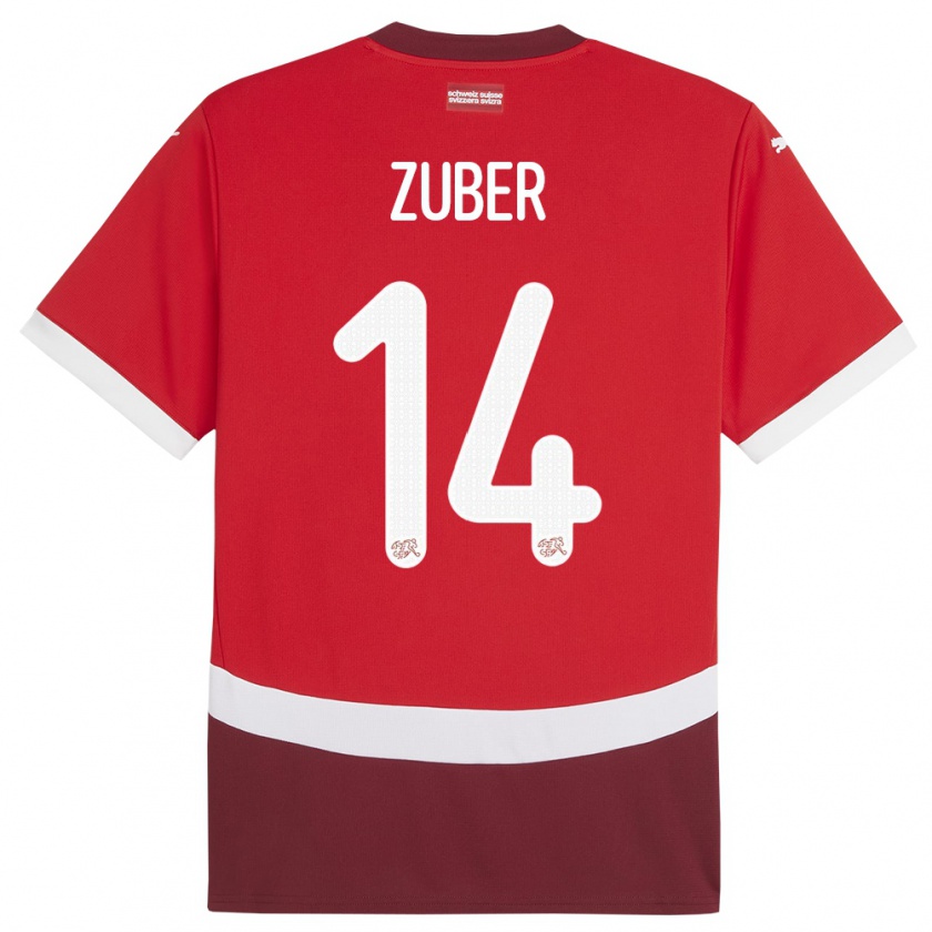 Kandiny Ženy Švajčiarsko Steven Zuber #14 Červená Dresy Hazai Csapatmez 24-26 Triĭká