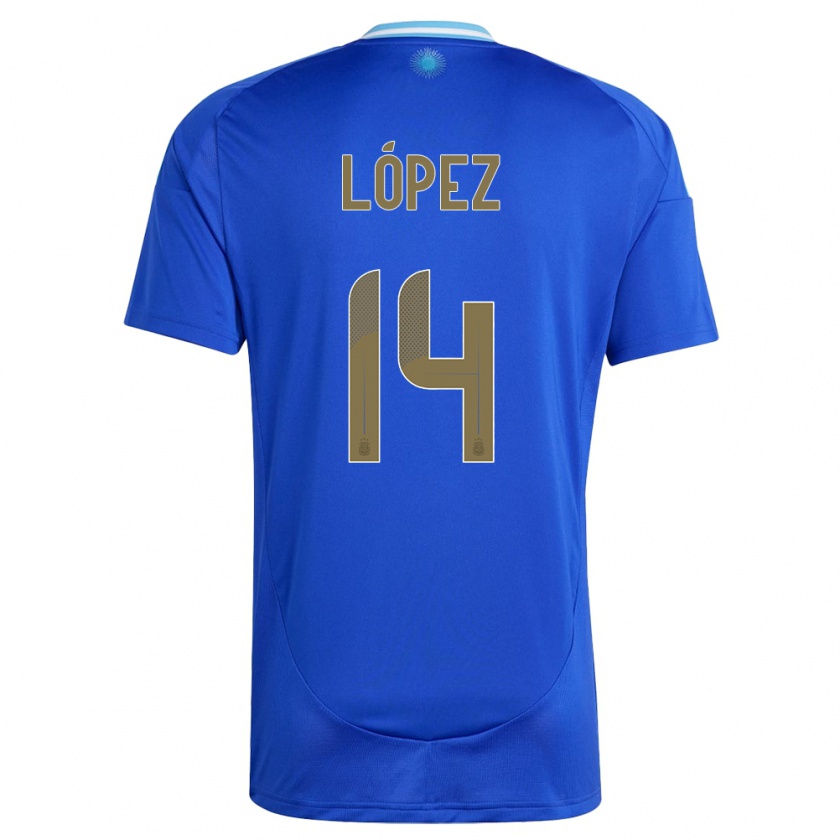 Kandiny Ženy Argentína Lautaro Lopez #14 Modrá Dresy Idegenbeli Csapatmez 24-26 Triĭká