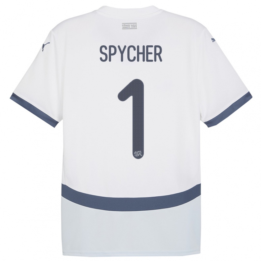 Kandiny Ženy Švajčiarsko Tim Spycher #1 Biely Dresy Idegenbeli Csapatmez 24-26 Triĭká