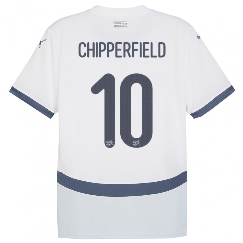 Kandiny Ženy Švajčiarsko Liam Chipperfield #10 Biely Dresy Idegenbeli Csapatmez 24-26 Triĭká