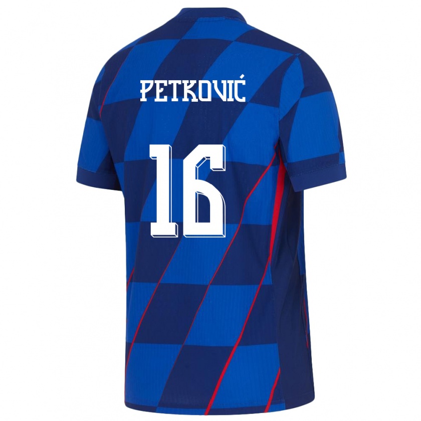 Kandiny Ženy Chorvátsko Bruno Petkovic #16 Modrá Dresy Idegenbeli Csapatmez 24-26 Triĭká