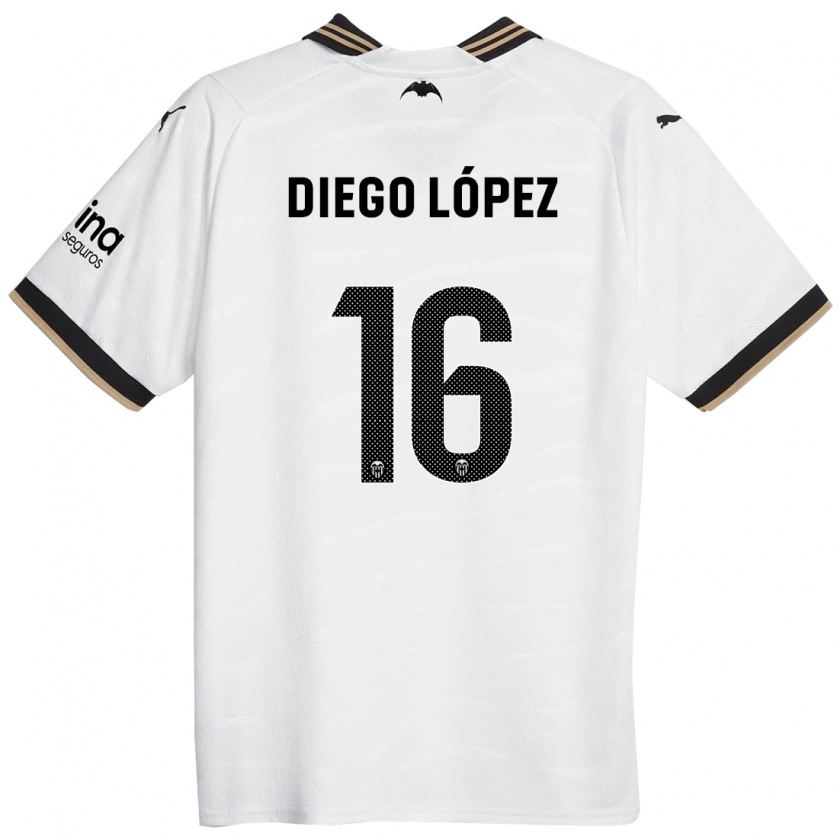 Kandiny Deti Diego López #16 Biely Dresy Hazai Csapatmez 2023/24 Triĭká