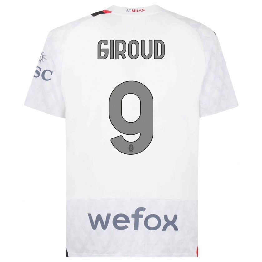 Kandiny Deti Olivier Giroud #9 Biely Dresy Idegenbeli Csapatmez 2023/24 Triĭká