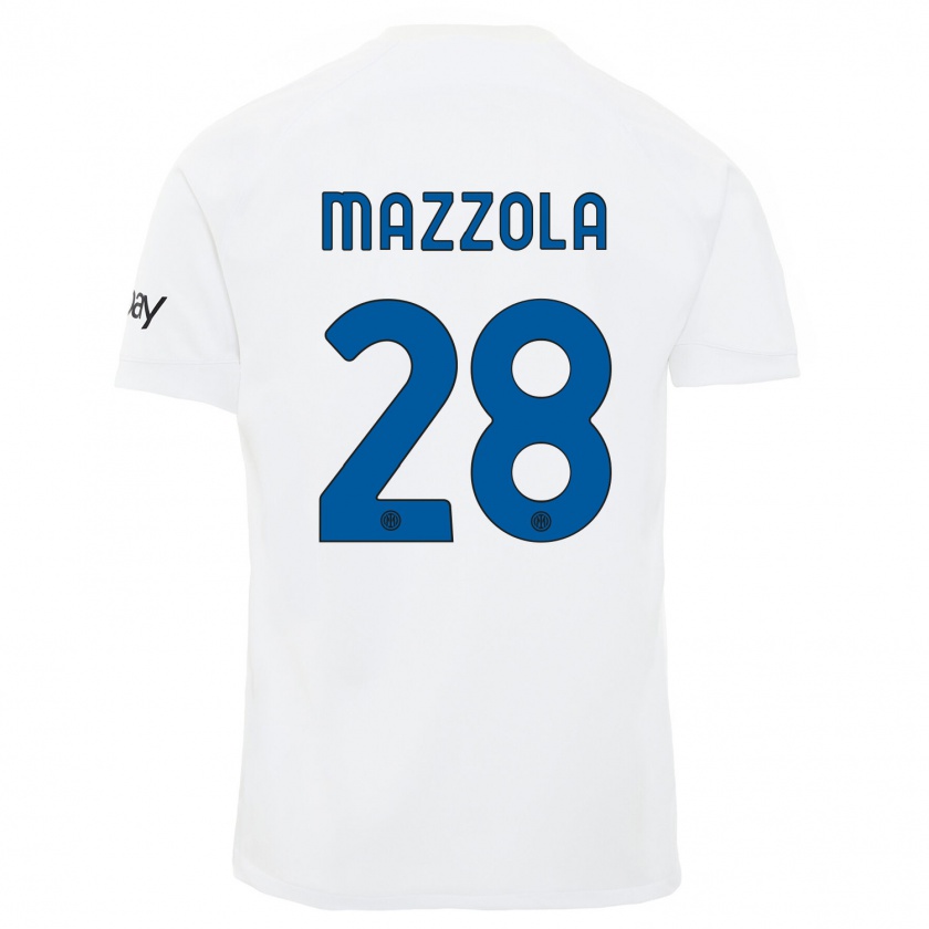 Kandiny Deti Giuseppe Mazzola #28 Biely Dresy Idegenbeli Csapatmez 2023/24 Triĭká