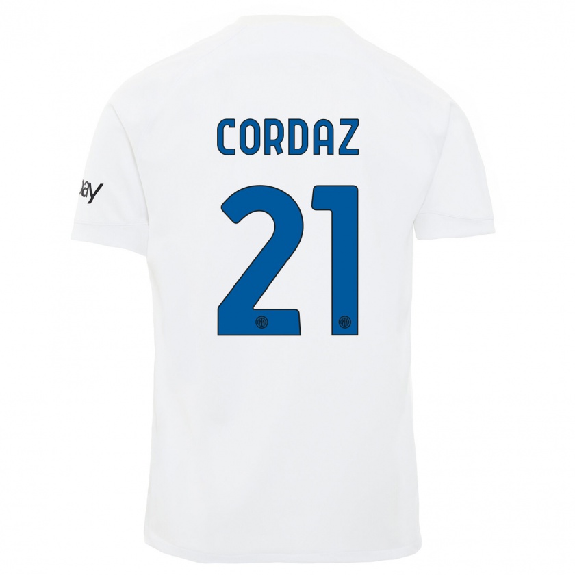 Kandiny Deti Alex Cordaz #21 Biely Dresy Idegenbeli Csapatmez 2023/24 Triĭká
