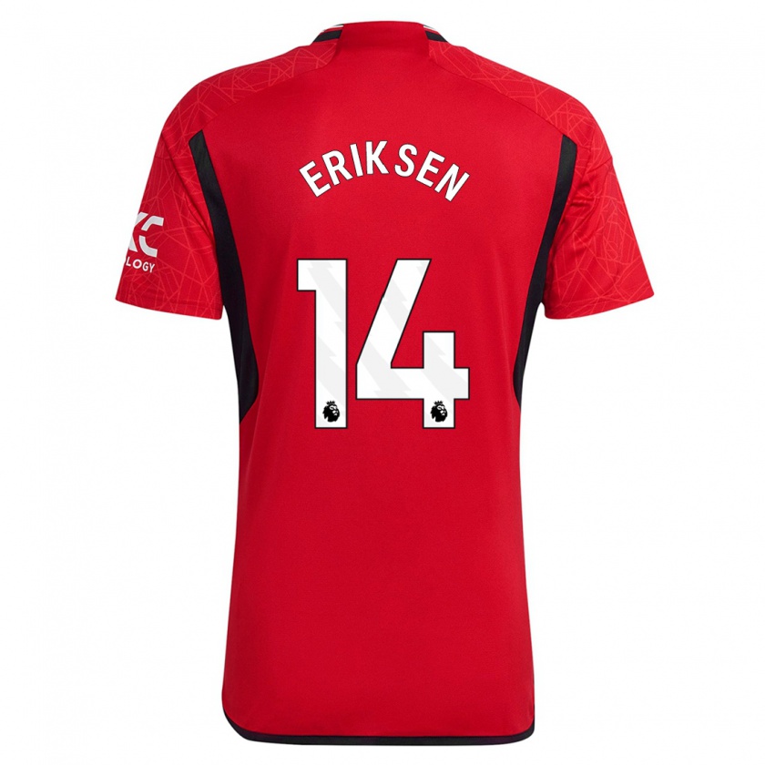 Kandiny Muži Christian Eriksen #14 Červená Dresy Hazai Csapatmez 2023/24 Triĭká