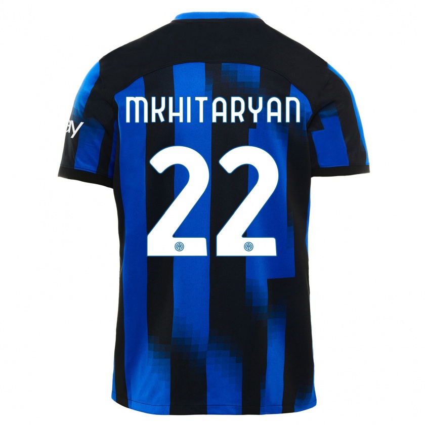 Kandiny Muži Henrikh Mkhitaryan #22 Čierna Modrá Dresy Hazai Csapatmez 2023/24 Triĭká