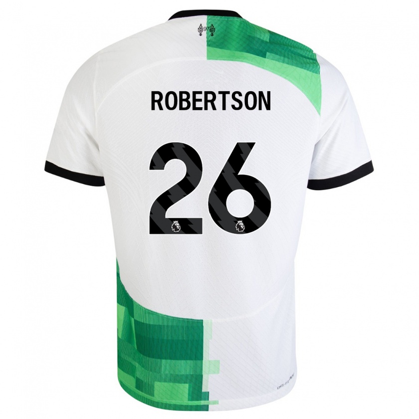 Kandiny Muži Andrew Robertson #26 Biela Zelená Dresy Idegenbeli Csapatmez 2023/24 Triĭká