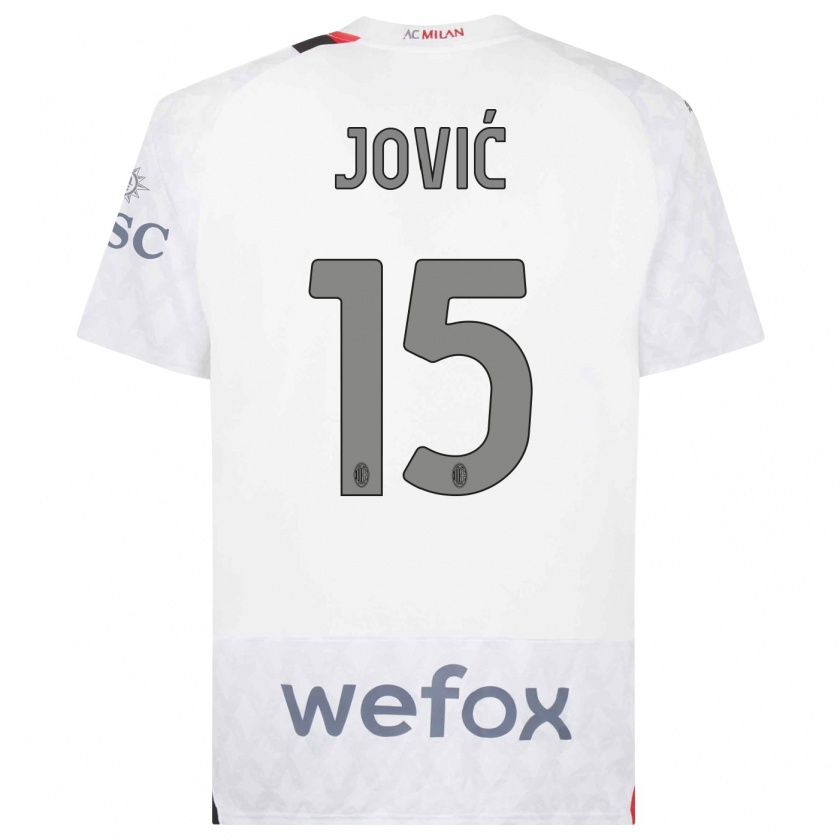 Kandiny Muži Luka Jovic #15 Biely Dresy Idegenbeli Csapatmez 2023/24 Triĭká