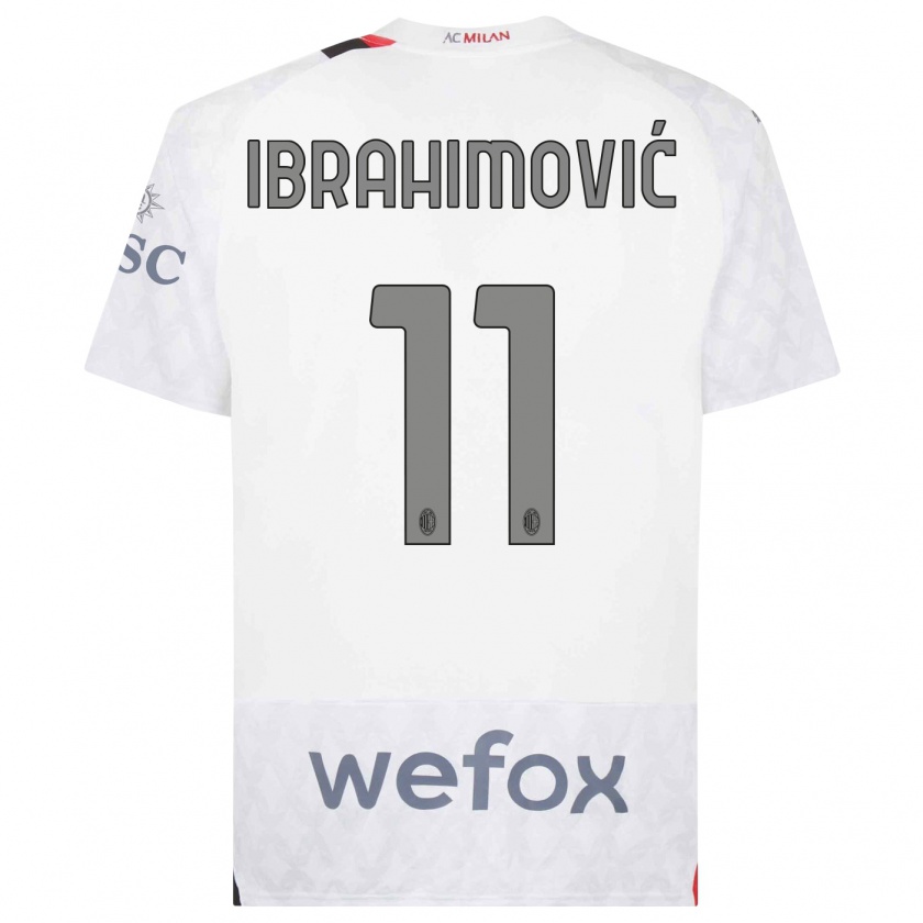 Kandiny Muži Zlatan Ibrahimovic #11 Biely Dresy Idegenbeli Csapatmez 2023/24 Triĭká