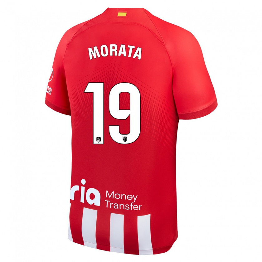 Kandiny Ženy Álvaro Morata #19 Červená Biela Dresy Hazai Csapatmez 2023/24 Triĭká