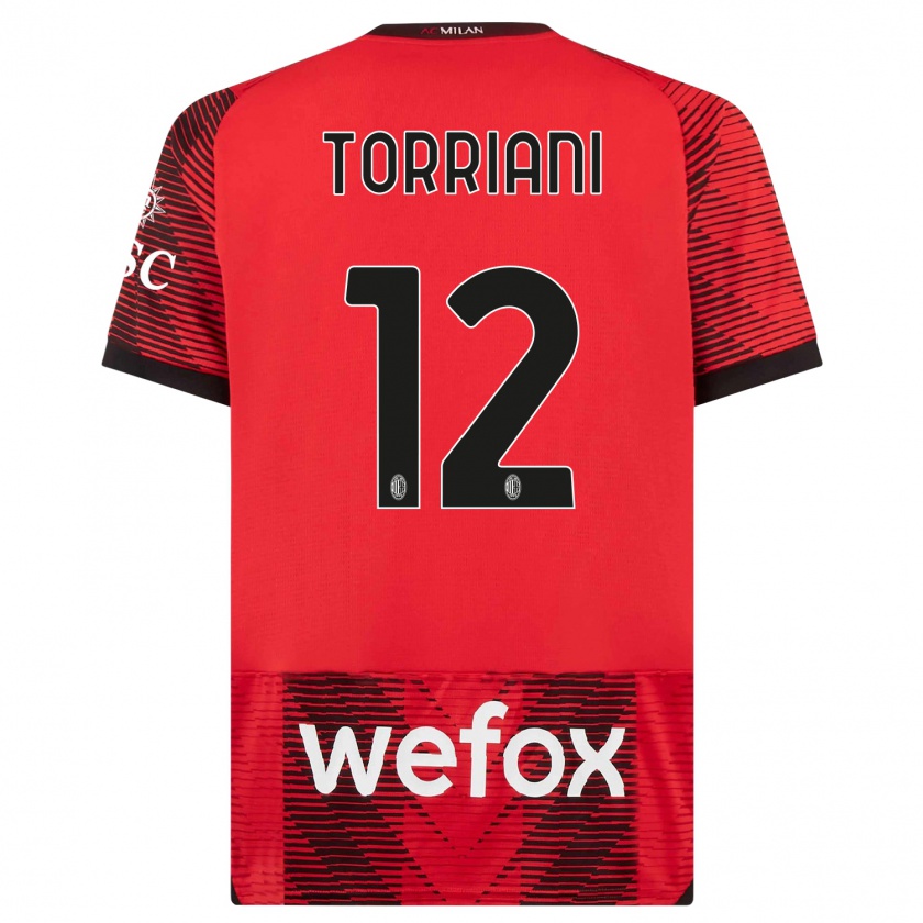Kandiny Ženy Lorenzo Torriani #12 Červená Čierna Dresy Hazai Csapatmez 2023/24 Triĭká