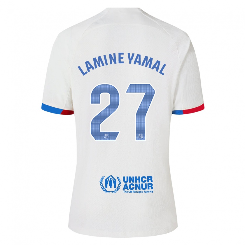 Kandiny Ženy Lamine Yamal #27 Biely Dresy Idegenbeli Csapatmez 2023/24 Triĭká