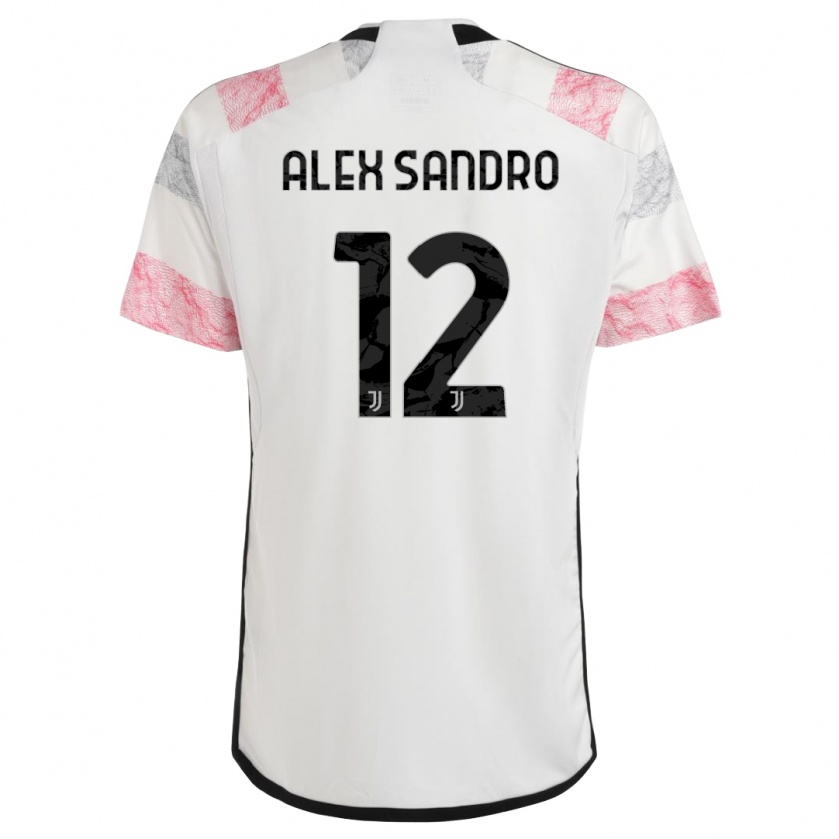 Kandiny Ženy Alex Sandro #12 Biela Ružová Dresy Idegenbeli Csapatmez 2023/24 Triĭká