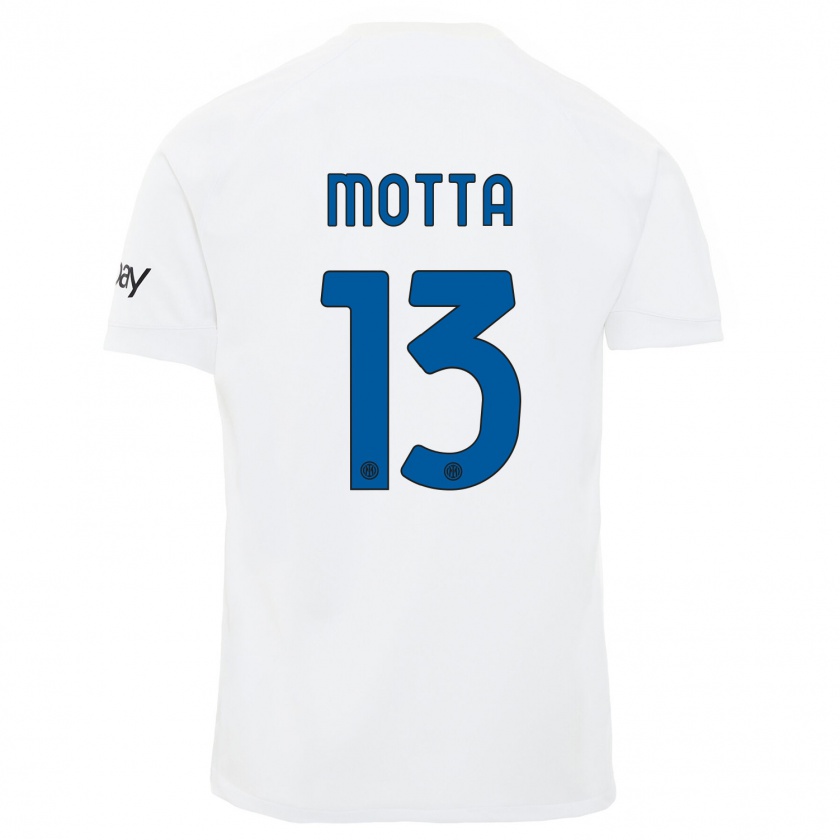 Kandiny Ženy Matteo Motta #13 Biely Dresy Idegenbeli Csapatmez 2023/24 Triĭká