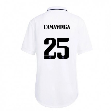 Kandiny Deti Eduardo Camavinga #25 Biela Fialová Dresy Hazai Csapatmez 2022/23 Triĭká
