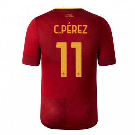 Kandiny Deti Carles Perez #11 Hnedá Červená Dresy Hazai Csapatmez 2022/23 Triĭká