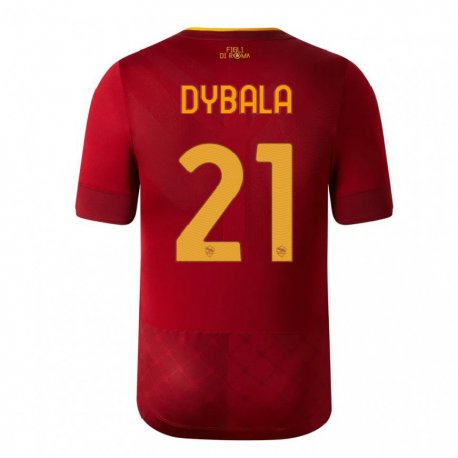 Kandiny Deti Paulo Dybala #21 Hnedá Červená Dresy Hazai Csapatmez 2022/23 Triĭká