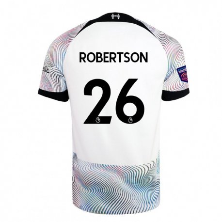 Kandiny Deti Andrew Robertson #26 Biela Farebná Dresy Idegenbeli Csapatmez 2022/23 Triĭká