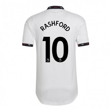 Kandiny Deti Marcus Rashford #10 Biely Dresy Idegenbeli Csapatmez 2022/23 Triĭká