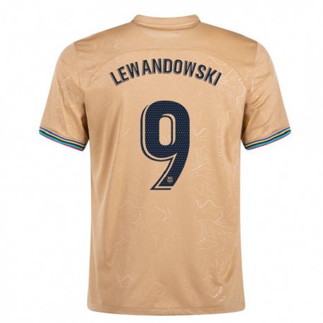 Kandiny Deti Robert Lewandowski #9 Zlato Dresy Idegenbeli Csapatmez 2022/23 Triĭká