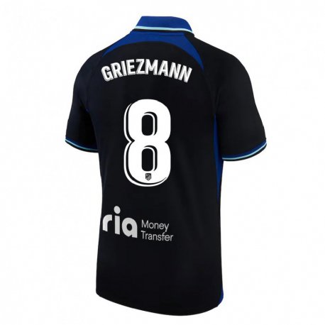 Kandiny Deti Antoine Griezmann #8 Čierna Biela Modrá Dresy Idegenbeli Csapatmez 2022/23 Triĭká