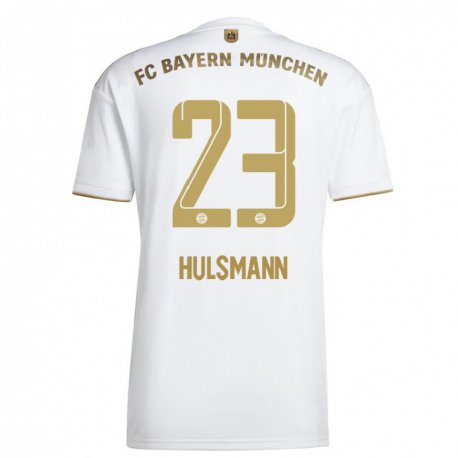 Kandiny Deti Tom Hulsmann #23 Biele Zlato Dresy Idegenbeli Csapatmez 2022/23 Triĭká
