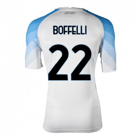 Kandiny Deti Valerio Boffelli #22 Biela Nebeská Modrá Dresy Idegenbeli Csapatmez 2022/23 Triĭká