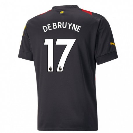 Kandiny Deti Kevin De Bruyne #17 Čierna Červená Dresy Idegenbeli Csapatmez 2022/23 Triĭká