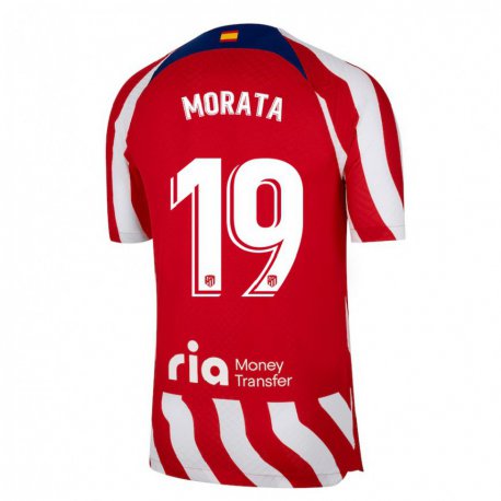Kandiny Muži Alvaro Morata #19 Červená Biela Modrá Dresy Hazai Csapatmez 2022/23 Triĭká