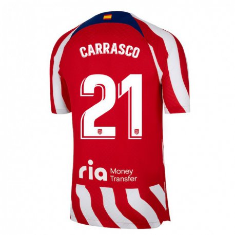 Kandiny Muži Yannick Carrasco #21 Červená Biela Modrá Dresy Hazai Csapatmez 2022/23 Triĭká