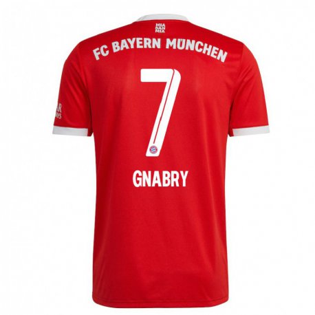 Kandiny Muži Serge Gnabry #7 Neón Červená Biela Dresy Hazai Csapatmez 2022/23 Triĭká