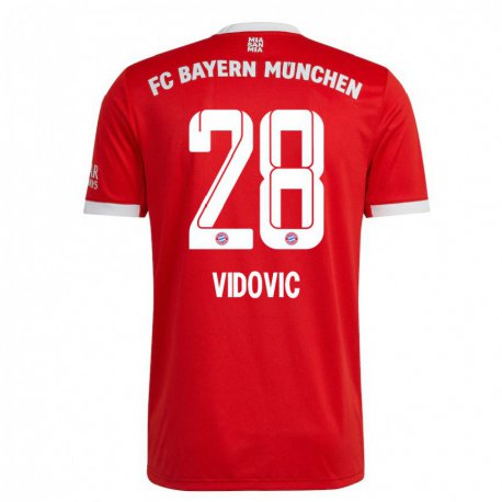Kandiny Muži Gabriel Vidovic #28 Neón Červená Biela Dresy Hazai Csapatmez 2022/23 Triĭká