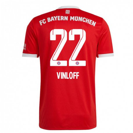 Kandiny Muži Matteo Vinloff #22 Neón Červená Biela Dresy Hazai Csapatmez 2022/23 Triĭká
