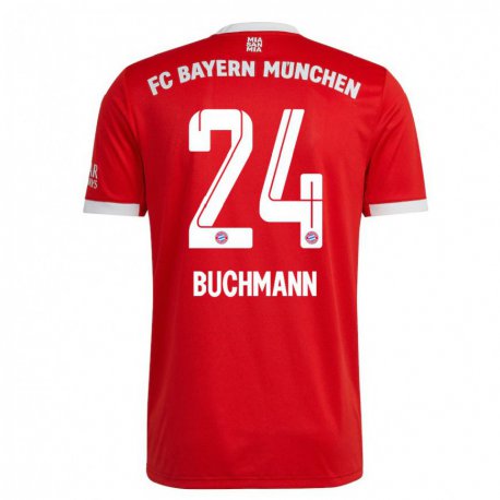 Kandiny Muži Tarek Buchmann #24 Neón Červená Biela Dresy Hazai Csapatmez 2022/23 Triĭká