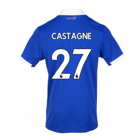 Kandiny Muži Timothy Castagne #27 Modrá Biela Dresy Hazai Csapatmez 2022/23 Triĭká