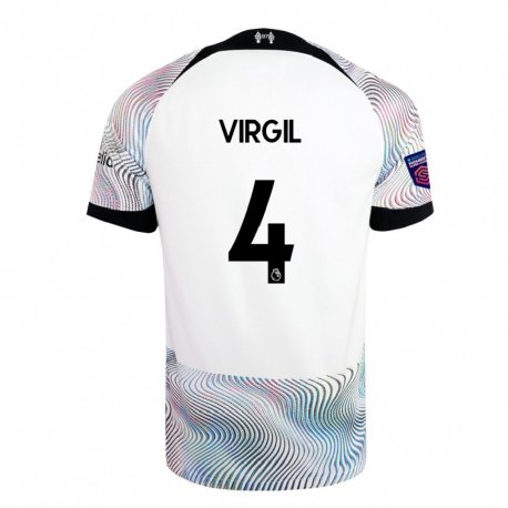 Kandiny Muži Virgil Van Dijk #4 Biela Farebná Dresy Idegenbeli Csapatmez 2022/23 Triĭká