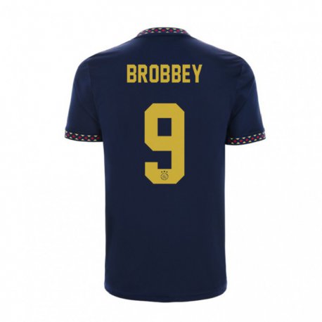 Kandiny Muži Brian Brobbey #9 Tmavomodrá Dresy Idegenbeli Csapatmez 2022/23 Triĭká