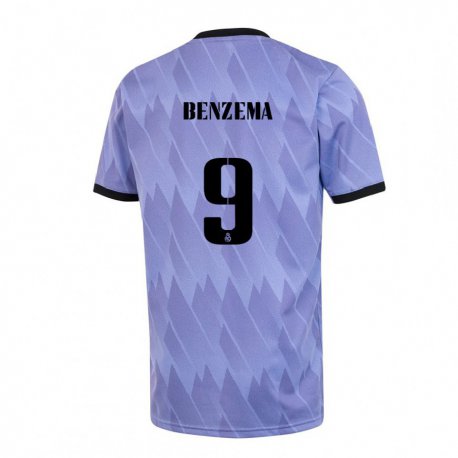 Kandiny Muži Karim Benzema #9 Fialová Čierna Dresy Idegenbeli Csapatmez 2022/23 Triĭká