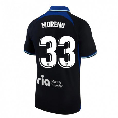 Kandiny Muži Alberto Moreno #33 Čierna Biela Modrá Dresy Idegenbeli Csapatmez 2022/23 Triĭká