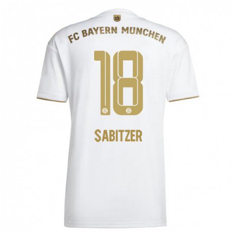 Kandiny Muži Marcel Sabitzer #18 Biele Zlato Dresy Idegenbeli Csapatmez 2022/23 Triĭká